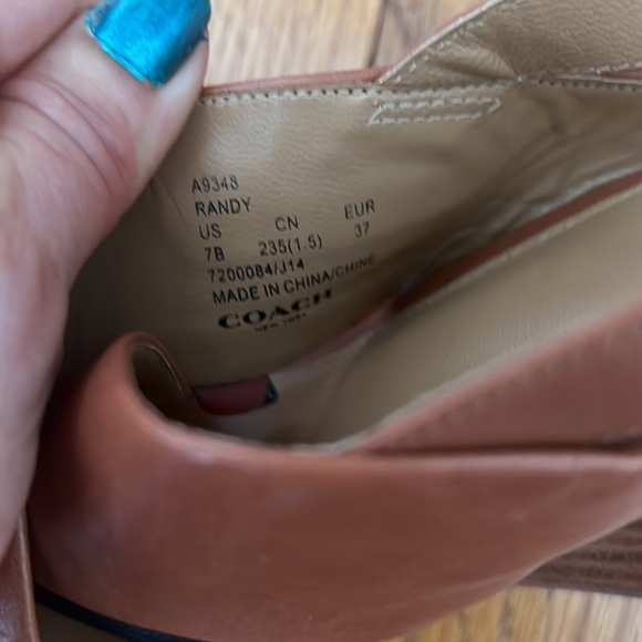 Coach Randy Wedge Sandals in Saddle Brown with Black Trim - Picture 9 of 10